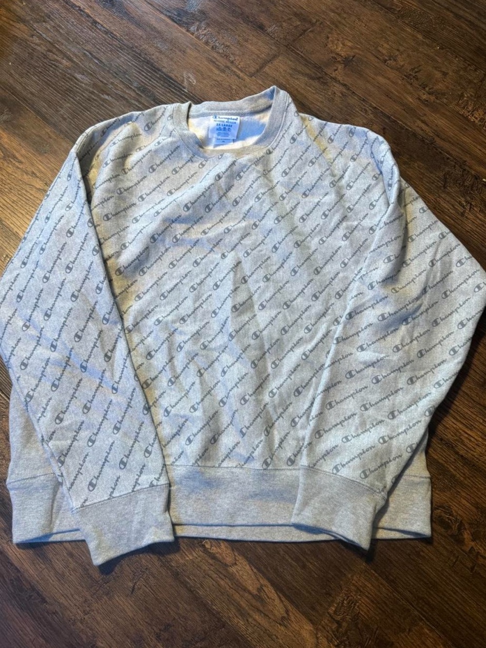 Champion Men’s Reverse Weave Crewneck Sweatshirt with Allover Script Logo